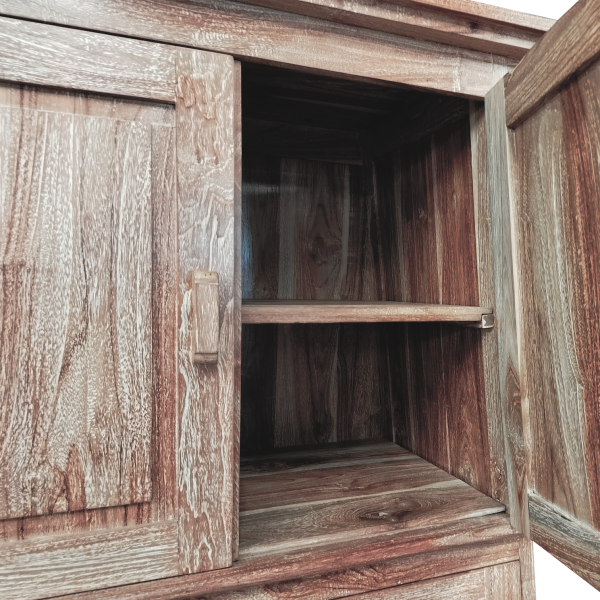 WASHED-CABINET2504 水洗白柚木梯型櫃